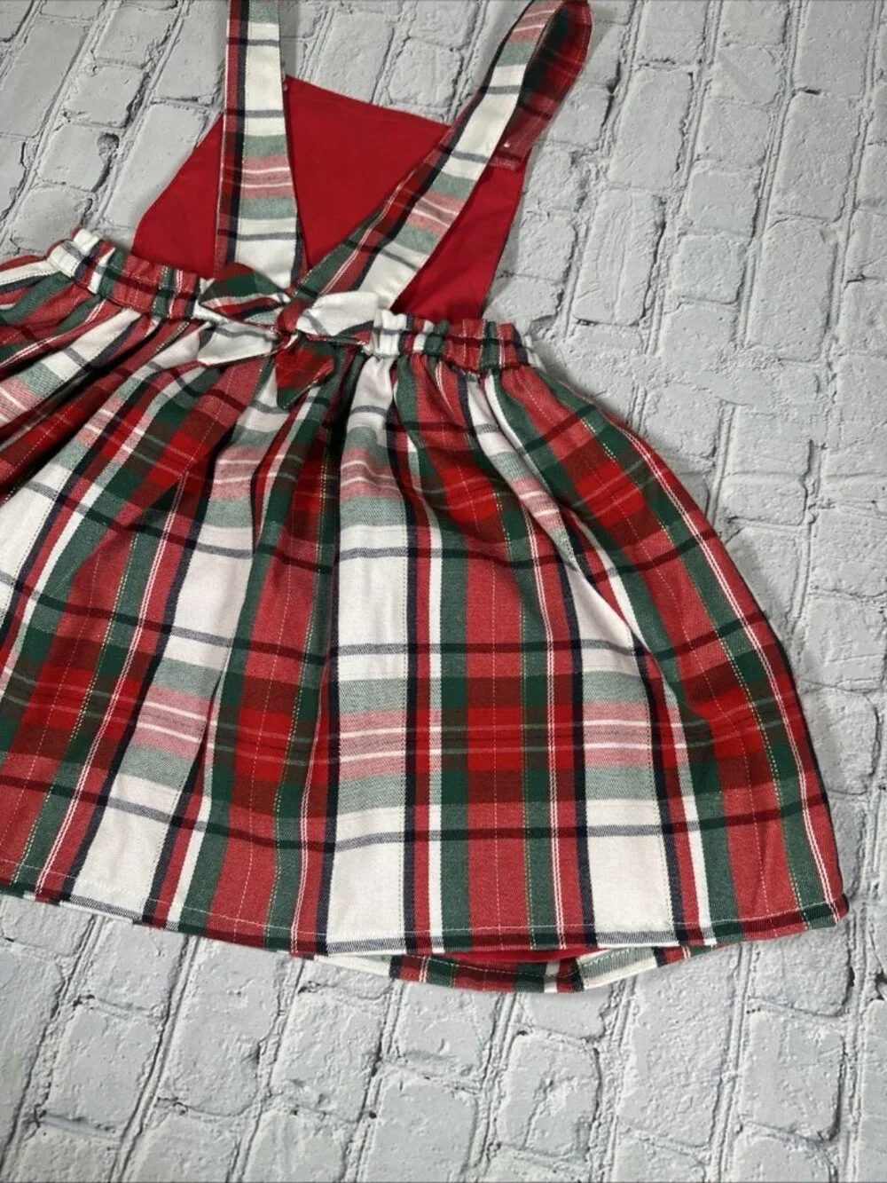 Tommy Bahama Pinafore Jumper Dress Girls Size 7 Plaid Christmas Holiday